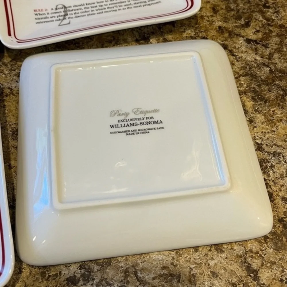 Williams Sonoma Party Etiquette Appetizer Plates Set of 4 NIB
